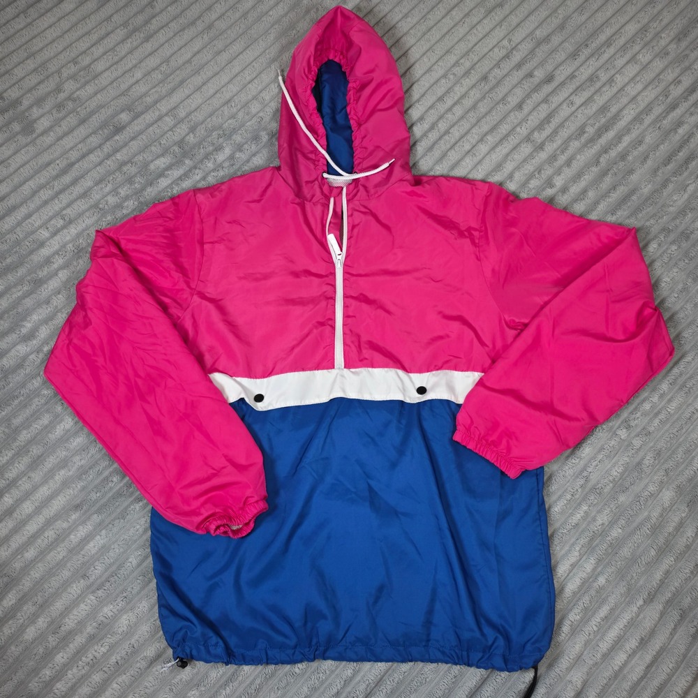 Black Jack 1999 USA Colorblock Windbreaker Pink Blue White Half Zip Jacket Large